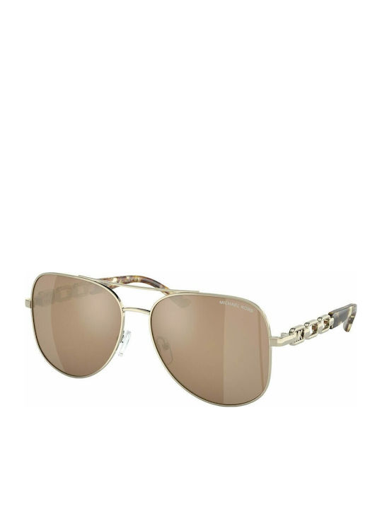 Michael Kors Chianti Women's Sunglasses with Gold Metal Frame and Brown Gradient Mirror Lens