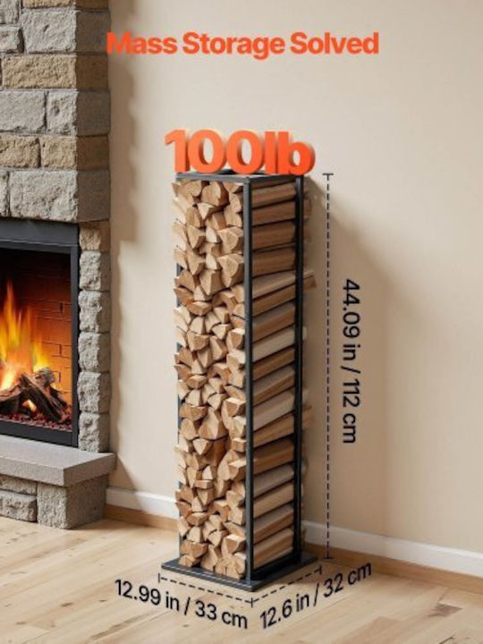 Vevor Ξύλινο Ράφι Αποθήκευσης Ξύλων 33x32x112cm Μαύρο