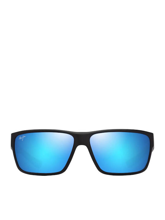 Maui Jim Ανδρικά Γυαλιά Ηλίου με Μαύρο Κοκκάλινο Σκελετό και Μπλε Καθρέφτη Φακό B661-02