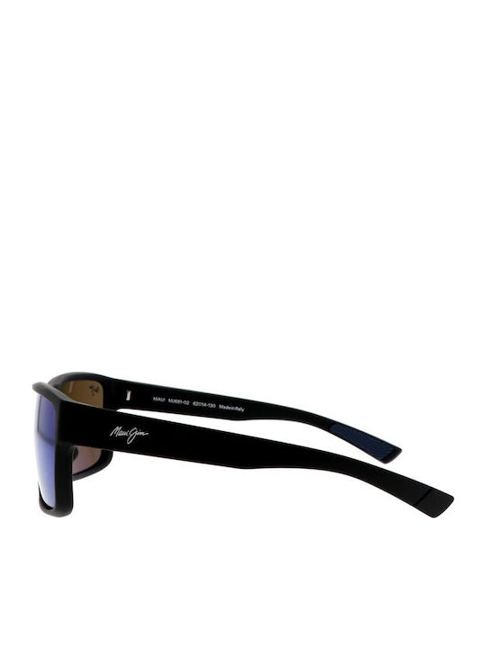 Maui Jim Ανδρικά Γυαλιά Ηλίου με Μαύρο Κοκκάλινο Σκελετό και Μπλε Καθρέφτη Φακό B661-02