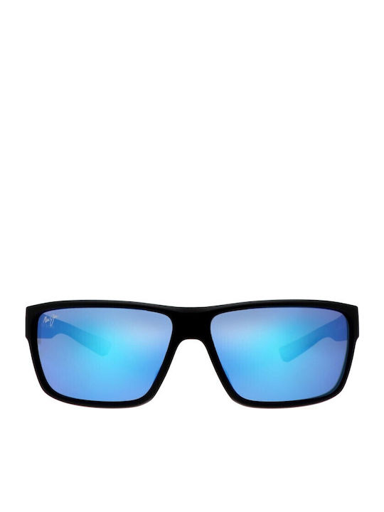 Maui Jim Ανδρικά Γυαλιά Ηλίου με Μαύρο Κοκκάλινο Σκελετό και Μπλε Καθρέφτη Φακό B661-02