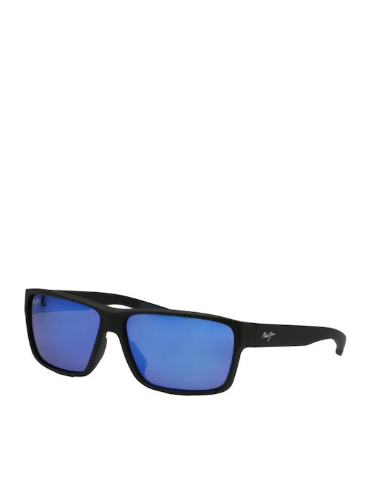 Maui Jim Ανδρικά Γυαλιά Ηλίου με Μαύρο Κοκκάλινο Σκελετό και Μπλε Καθρέφτη Φακό B661-02