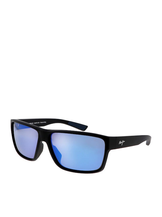 Maui Jim Ανδρικά Γυαλιά Ηλίου με Μαύρο Κοκκάλινο Σκελετό και Μπλε Καθρέφτη Φακό B661-02