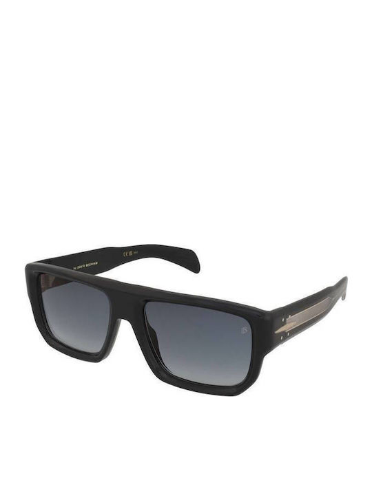 David Beckham Men's Sunglasses with Black Plastic Frame and Blue Gradient Mirror Lens DB 7132/S 807/1V