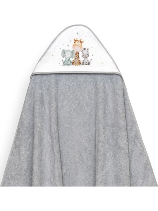 Interbaby Βρεφική Κάπα-Μπουρνούζι με Κουκούλα Grey 100x100εκ.
