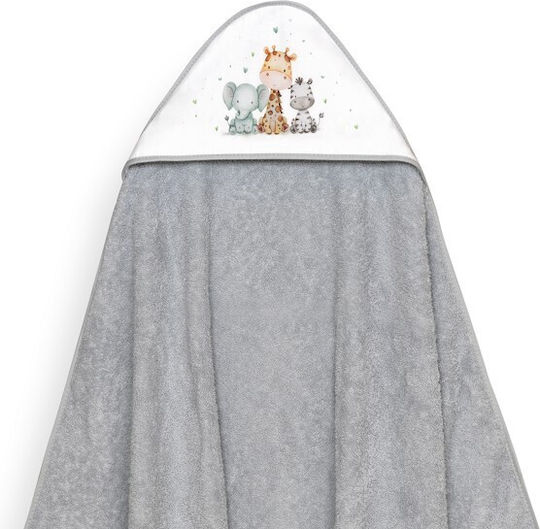 Interbaby Baby Hooded Towel with Hood Gray 100x100cm