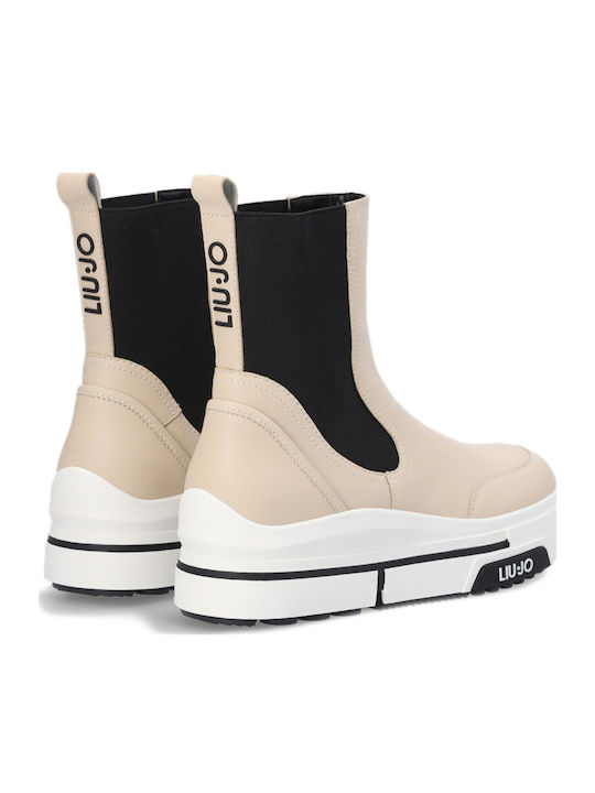 Leder Damen Chelsea Stiefeletten Nude