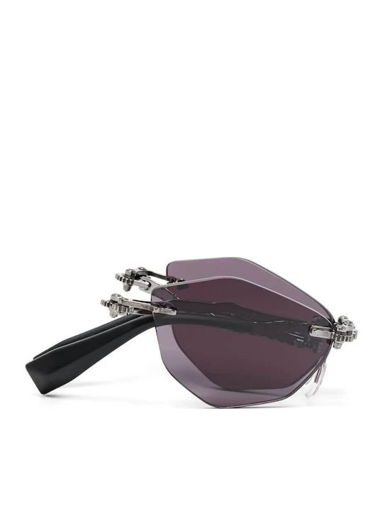 Kuboraum Unisex Sunglasses with Silver Metal Frame and Gray Lens