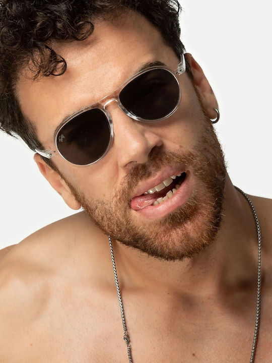 Twig Thiele Unisex Sunglasses with Brown Tartaruga Plastic Frame and Green Lens THS10