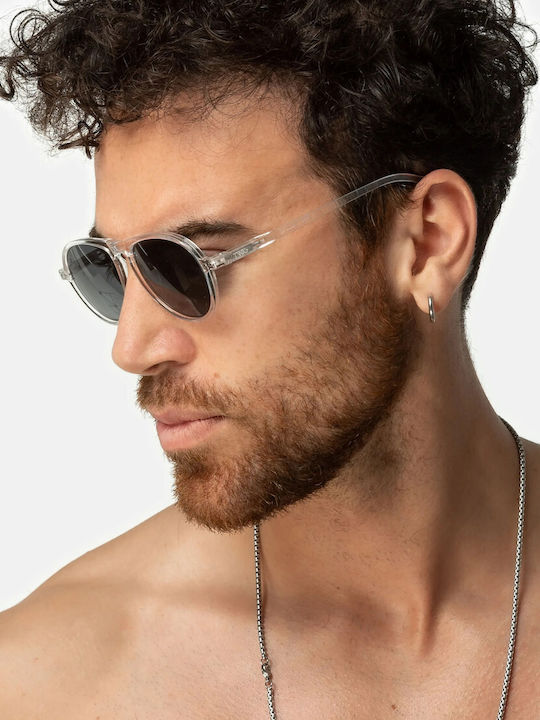 Twig Thiele Unisex Sunglasses with Brown Tartaruga Plastic Frame and Green Lens THS10