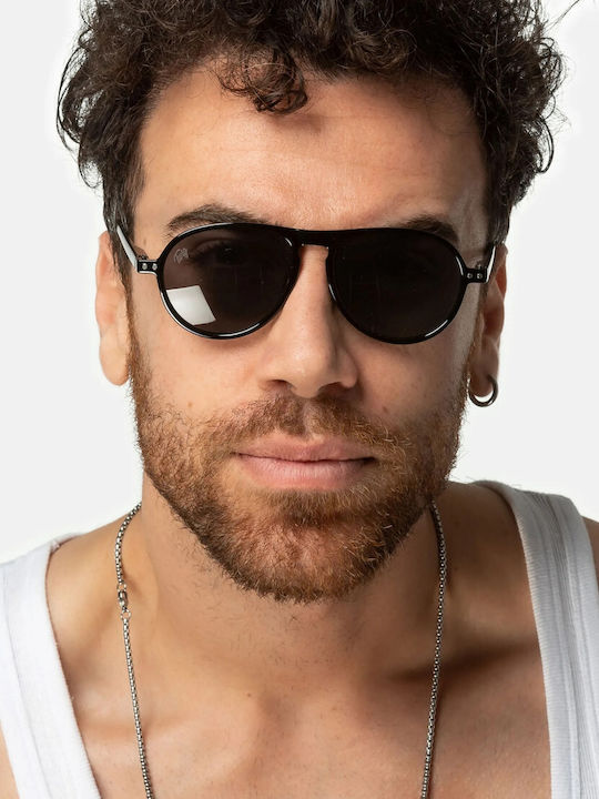 Twig Thiele Unisex Sunglasses with Brown Tartaruga Plastic Frame and Green Lens THS10