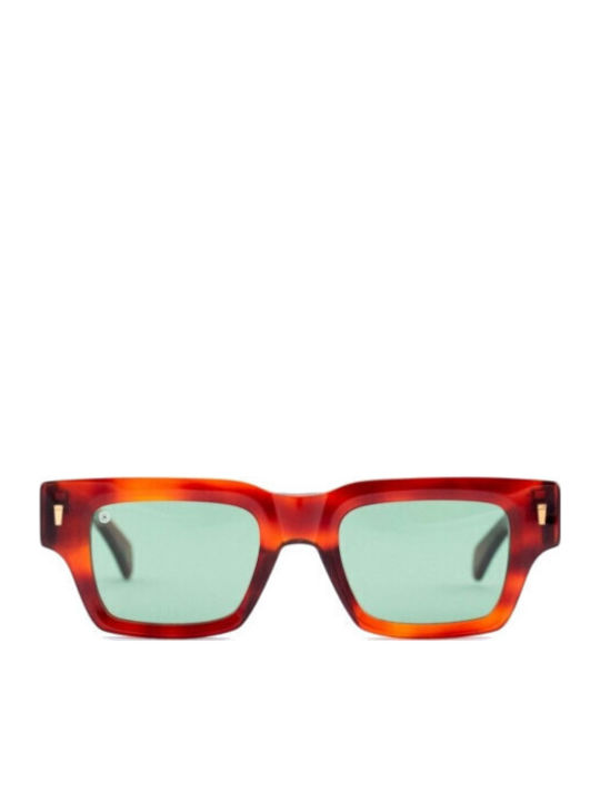 Kyme Unisex Γυαλιά Ηλίου με Καφέ Ταρταρούγα Κοκκάλινο Σκελετό και Πράσινο Φακό BOXY 04