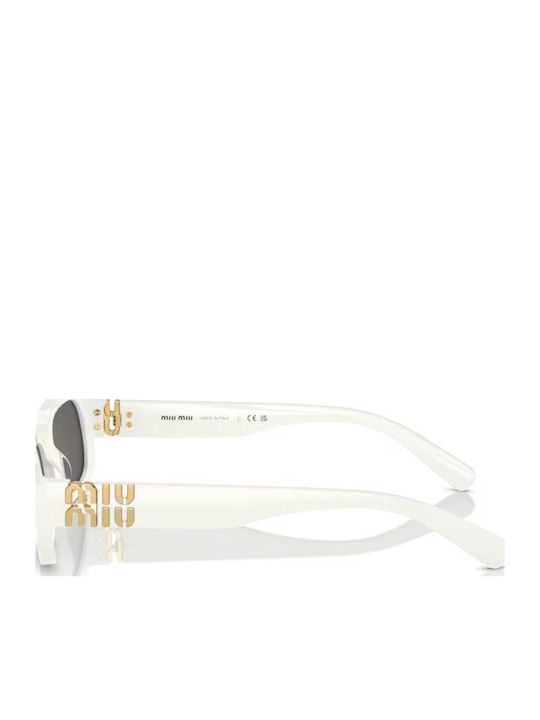 Women's Sunglasses with White Horn-Rimmed Frame and Grey Lenses