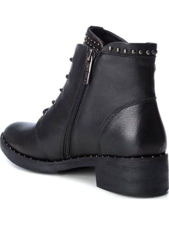 66968 Leder Stiefeletten Damen Schwarz