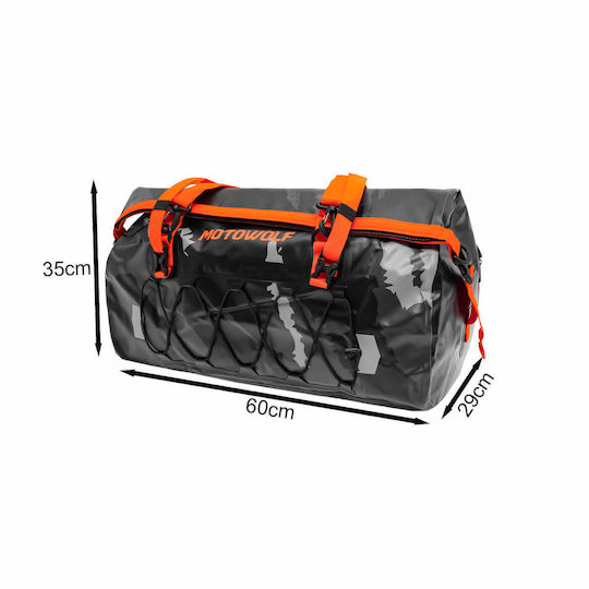 Motowolf Mb4ce66l Σάκος Ουράς Μοτοσυκλέτας Αδιάβροχος 66lt σε Γκρι Χρώμα