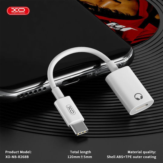 XO Конвертор USB-C мъжки към Lightning женски Бял 1бр NO-XO-856848