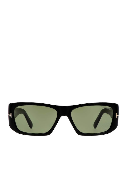 Tom Ford Unisex Sunglasses with Black Horn-Rimmed Frame and Green Gradient Lens TF986 01N