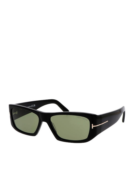 Tom Ford Unisex Sunglasses with Black Horn-Rimmed Frame and Green Gradient Lens TF986 01N