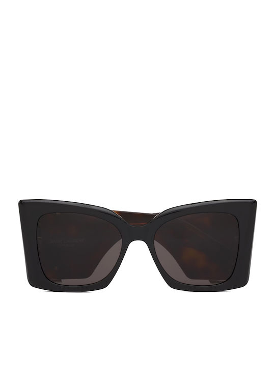 Ysl Women's Sunglasses with Brown Tartaruga Plastic Frame and Black Lens SL M119 BLAZE 003