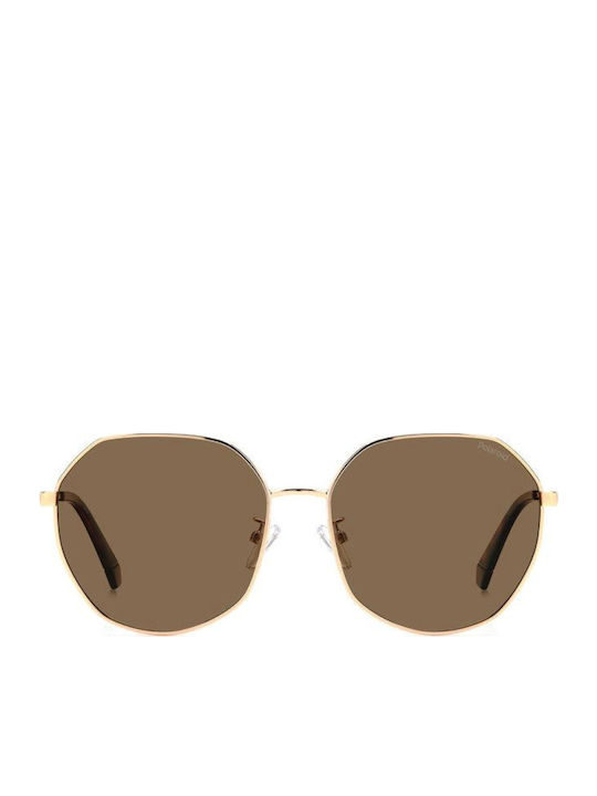 Polaroid Women's Sunglasses with Gold Metal Frame and Brown Polarized Lens PLD4140/G/S/X DDB/SP