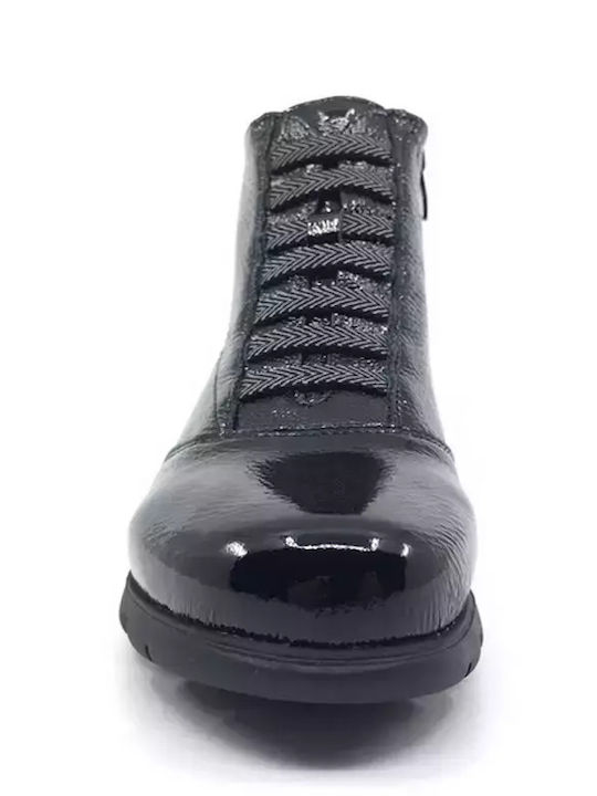 Leder Stiefeletten Damen Schwarz