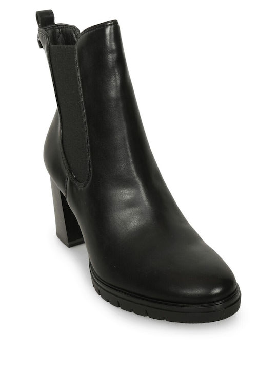 Damen Chelsea Stiefeletten mit hohem Absatz Schwarz
