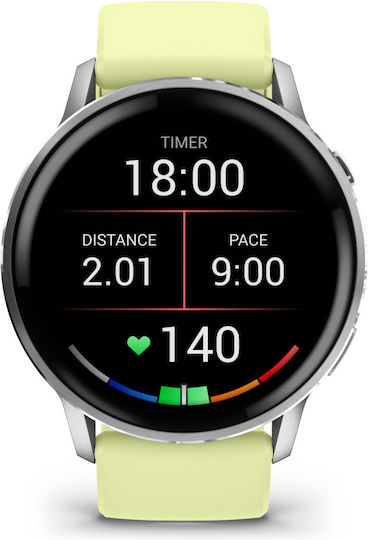 Garmin Venu 4 Stainless Steel 45mm Αδιάβροχο Smartwatch με Παλμογράφο (Silver with Citron)