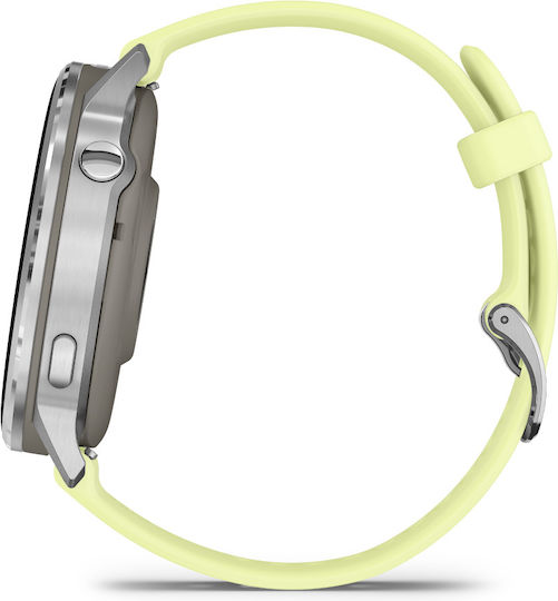 Garmin Venu 4 Stainless Steel 45mm Αδιάβροχο Smartwatch με Παλμογράφο (Silver with Citron)