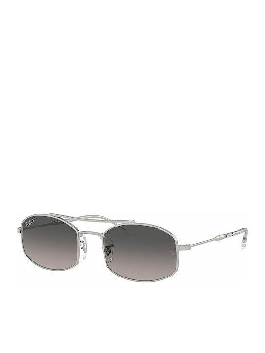 Ray Ban Unisex Sunglasses with Silver Metallic Frame and Grey Gradient Polarized Lenses RB3719 003/M3