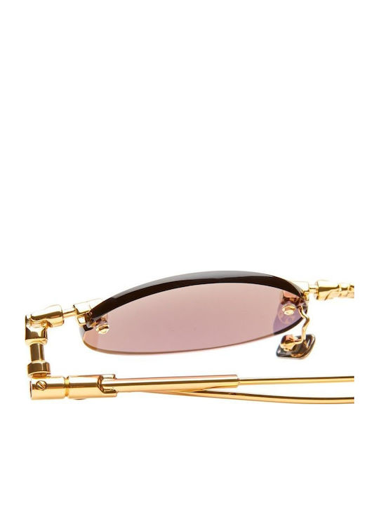 Kuboraum Unisex Sunglasses with Gold Metal Frame and Gold Lens