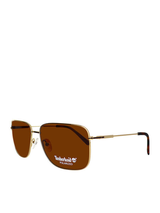 Timberland Men's Sunglasses with Gold Metal Frame and Brown Lens TB9290 32H