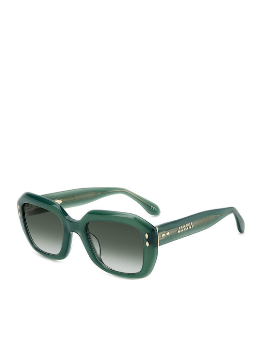 Women's Sunglasses with Green Plastic Frame and Green Gradient Lens