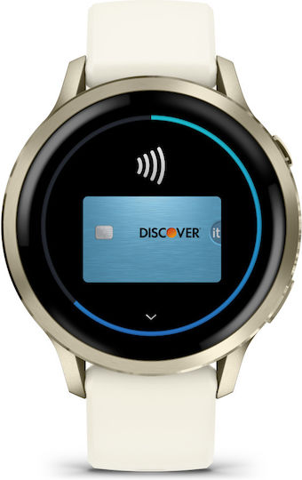 Garmin Venu 4 Stainless Steel 41mm Αδιάβροχο Smartwatch με Παλμογράφο (Lunar Gold with Bone)