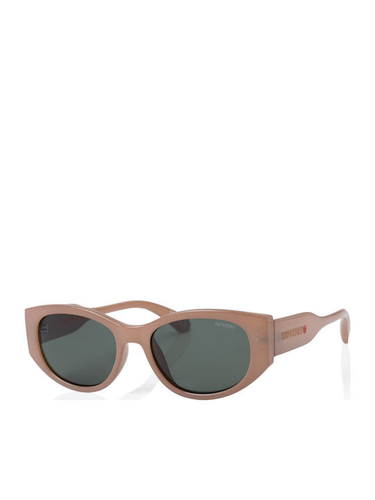 Superdry Women's Sunglasses with Beige Plastic Frame and Green Lens SDS 5007 151