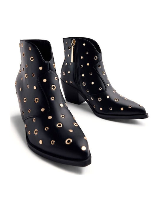 Leder Stiefeletten Damen Schwarz