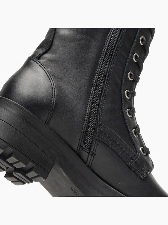Leather Women's Ankle Boots with Medium Heel Black