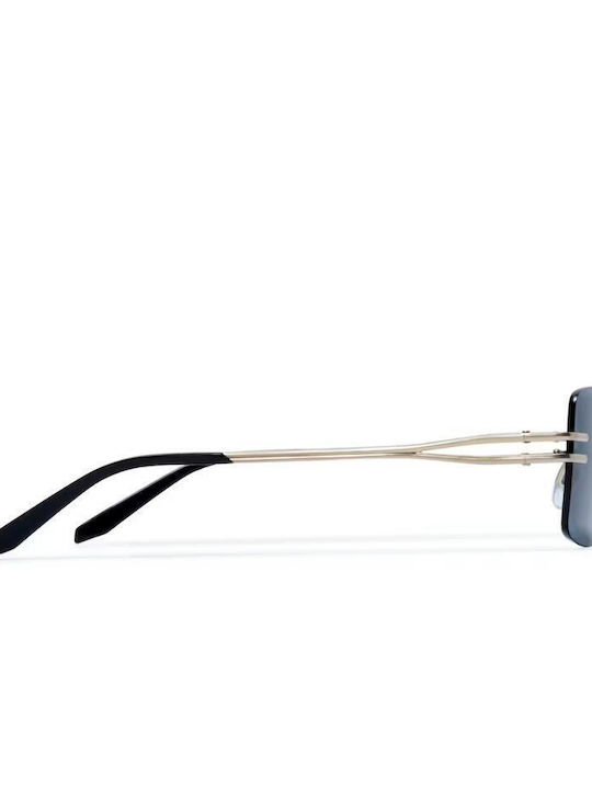 Gigi Barcelona Unisex Sonnenbrille mit Silber Metall Gestell und Blau Spiegel Linse 6862/3