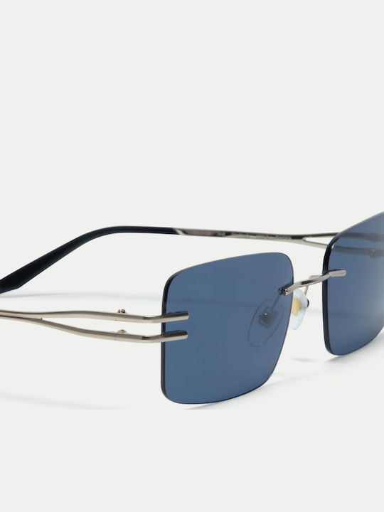 Gigi Barcelona Unisex Sonnenbrille mit Silber Metall Gestell und Blau Spiegel Linse 6862/3