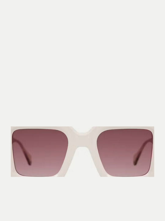 Gigi Barcelona Leandra Women's Sunglasses with White Plastic Frame and Brown Gradient Lens 6762/8