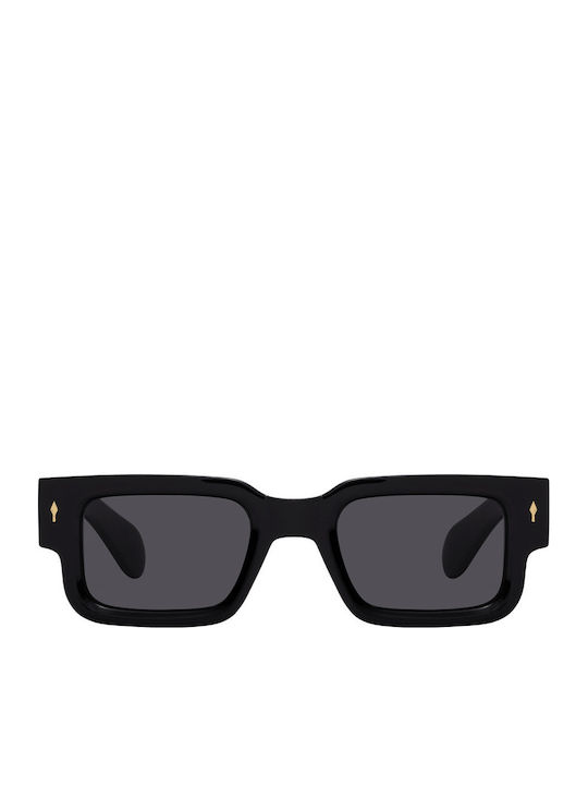 Prima Unisex Sunglasses with Black Horn-Rimmed Frame and Black Lens 2467-02