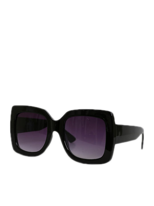 Looks Style Eyewear Γυναικεία Γυαλιά Ηλίου με Μαύρο Κοκκάλινο Σκελετό και Μαύρο Φακό 74caz-00067