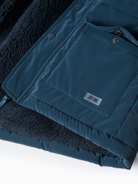 Kids' Parka Long with Hood Dark Blue