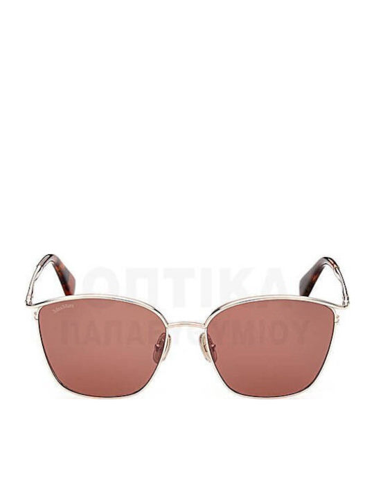 Max Mara Unisex Sunglasses with Silver Metal Frame and Red Lens MM 0043 54E