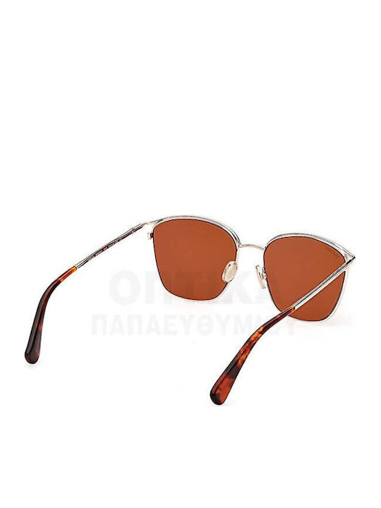 Max Mara Unisex Sunglasses with Silver Metal Frame and Red Lens MM 0043 54E