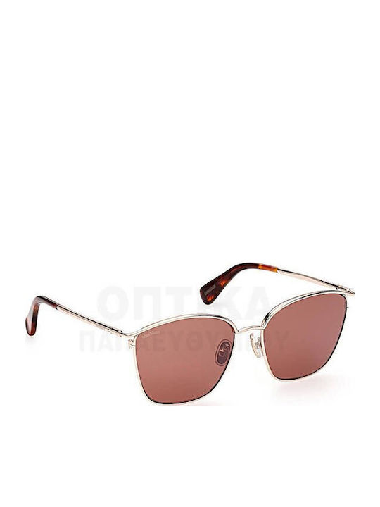 Max Mara Unisex Sunglasses with Silver Metal Frame and Red Lens MM 0043 54E