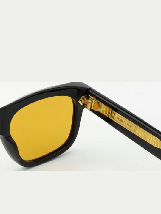 Tom Ford Icon Ochelari De Soare Pentru Bărbați Cu Ramă Neagră Din Plastic Și Lentile Galbene Degrade FT1201 01E