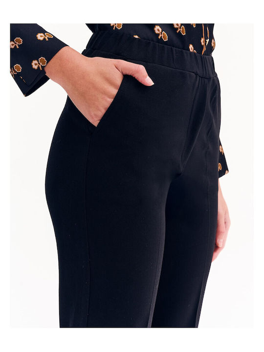 Damen Stoff Hose in Schlanker Passform Black