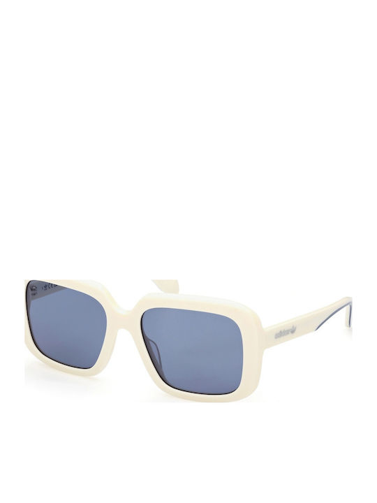 adidas Women's Sunglasses with White Plastic Frame and Blue Lens OR0065 21V