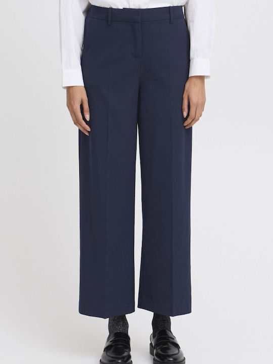 Women's Fabric Trousers with Elastic Black