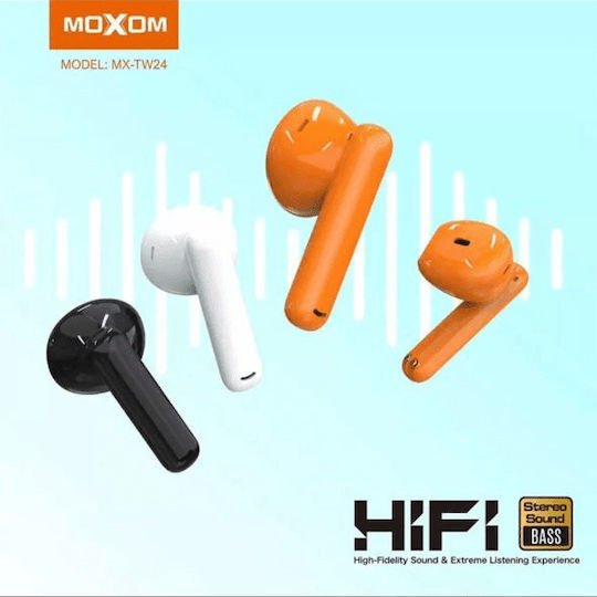 Moxom MX-TW24 In-ear Bluetooth Handsfree Ακουστικά με Θήκη Φόρτισης Λευκά